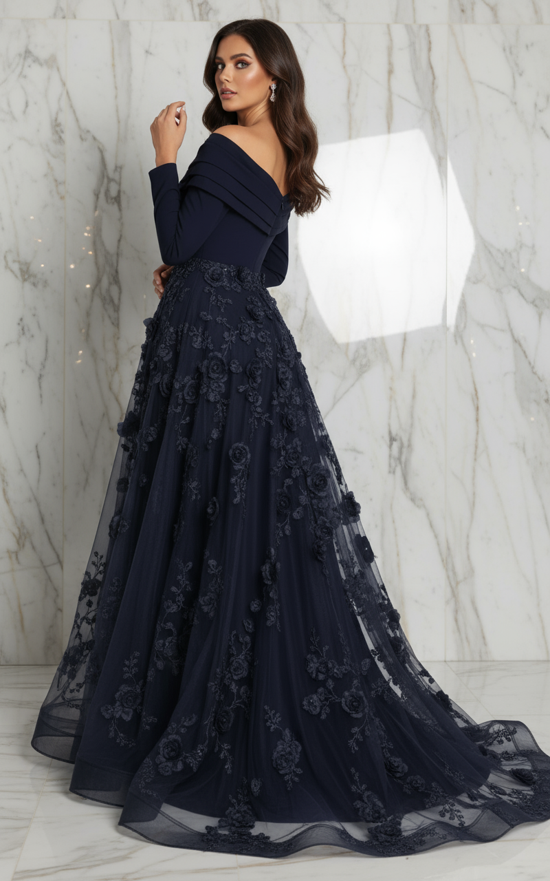 Looking over shoulder - Black gown