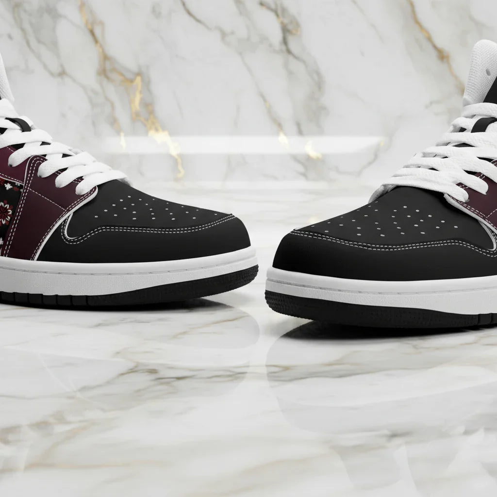 Low angle showing white sole detail