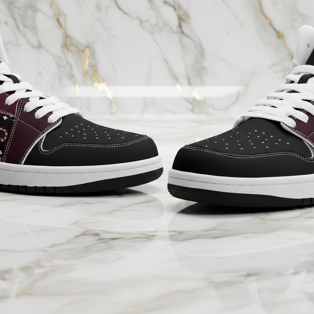 Low angle showing white sole detail