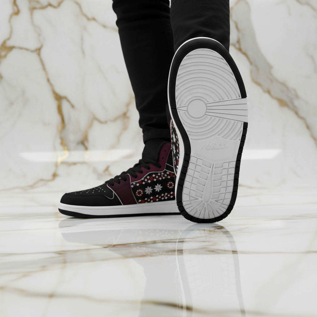 Low angle showing white sole detail