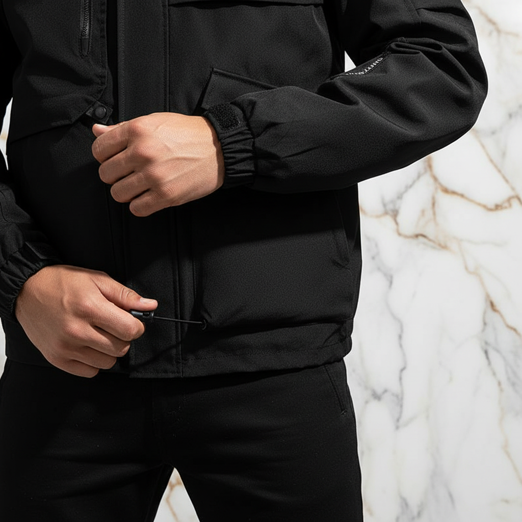 Lower hem and elastic cuffs