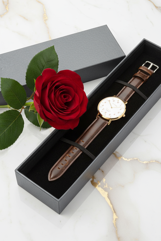 Luxury presentation with rose accent