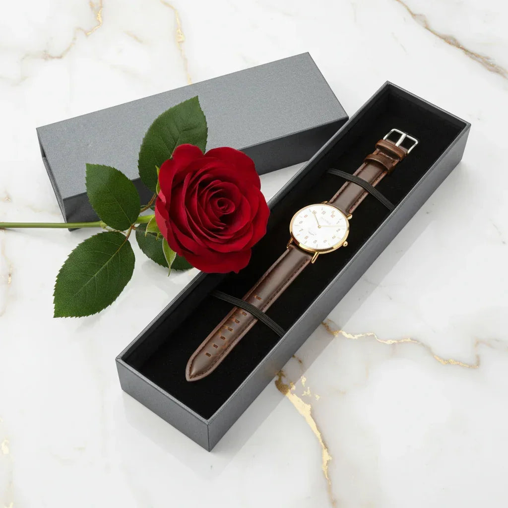 Luxury presentation with rose accent