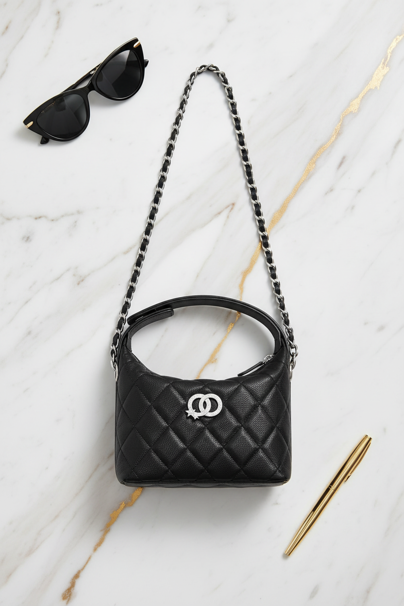 Luxury Quilted Bag - Flat Lay
