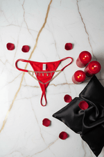 Luxury Red Thong - Top Down