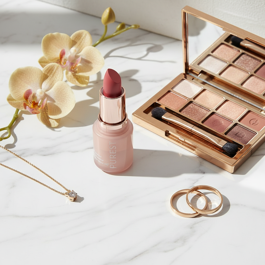 Luxury scene with orchid and palette