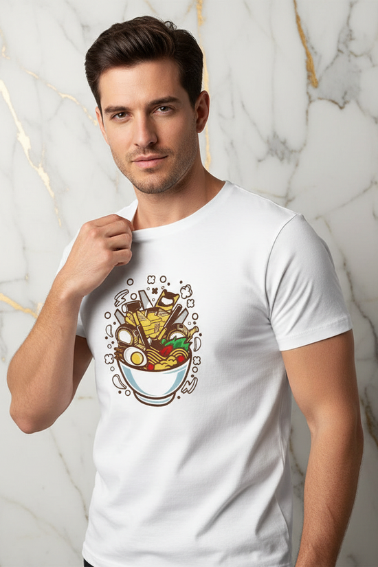 Man adjusting collar