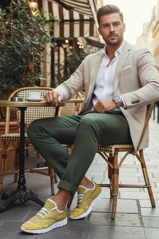 Man at European café terrace