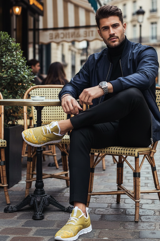 Man at European café terrace