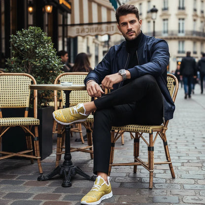 Man at European café terrace