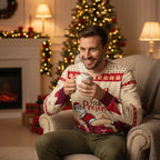 Man in Christmas sweater - With hot cocoa