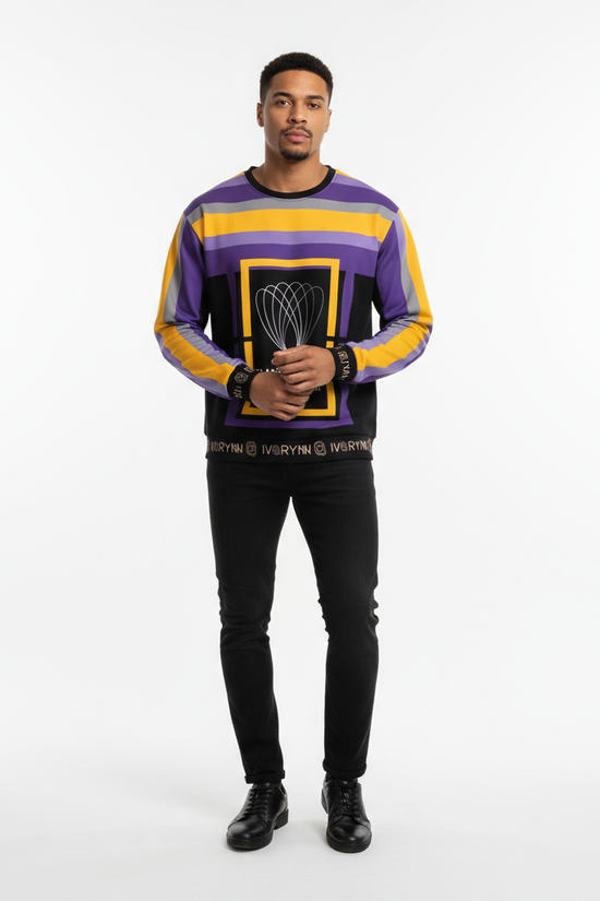 Man in luxury sweatshirt - white studio background