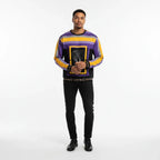 Man in luxury sweatshirt - white studio background