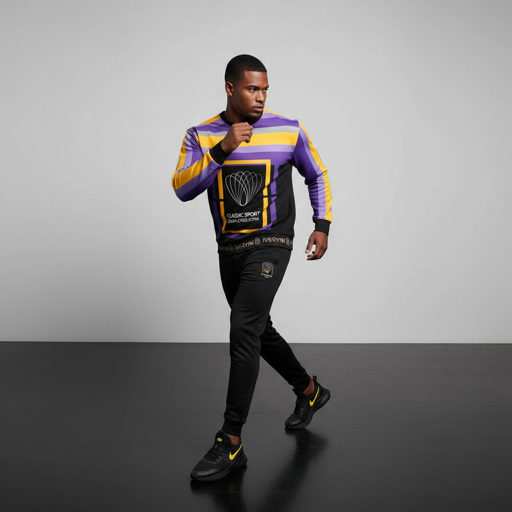 Man in sweatshirt - dynamic studio pose