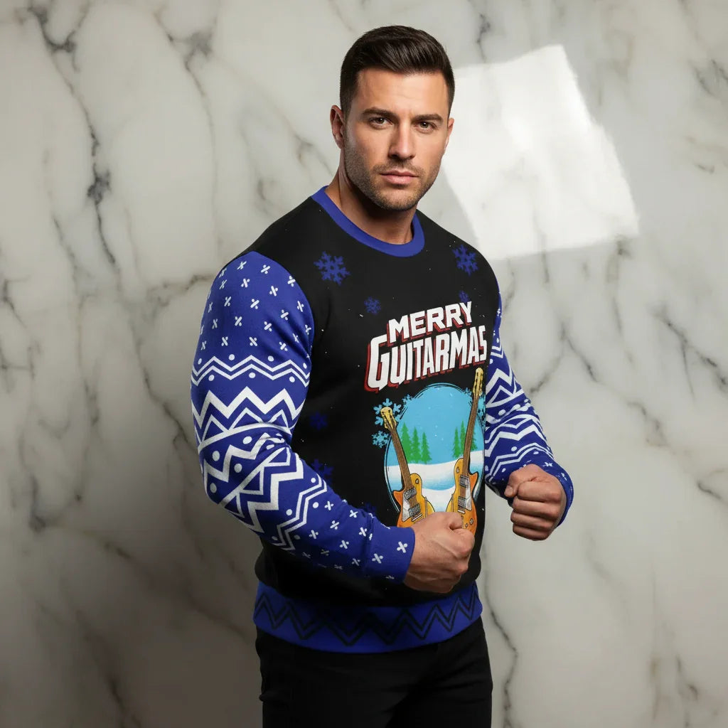 Man in three-quarter angle wearing sweater