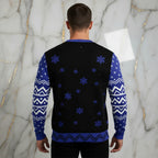 Man showing back of sweater