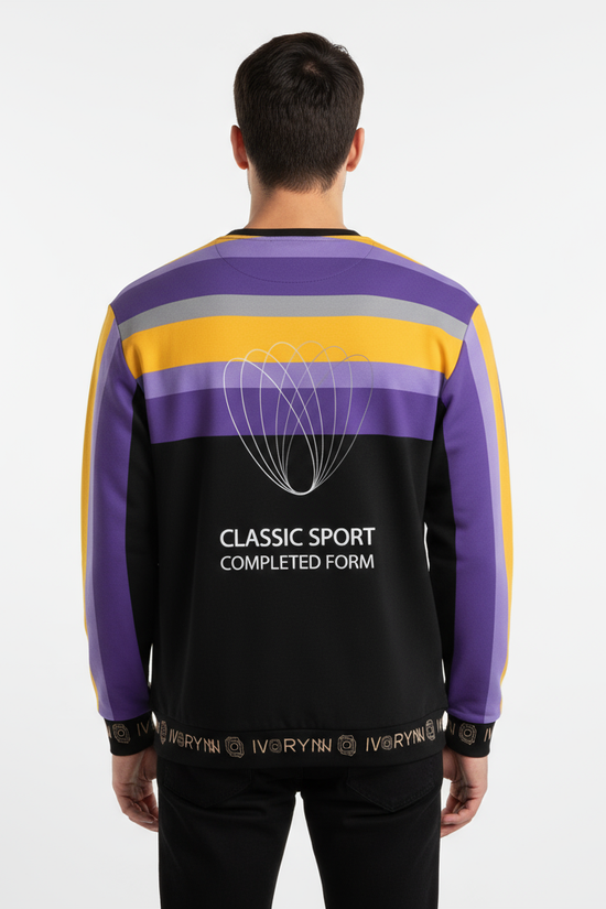 Man wearing luxury sweatshirt - back view studio photography