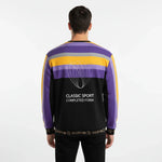 Man wearing luxury sweatshirt - back view studio photography