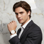 Man with long brown hair - confident pose