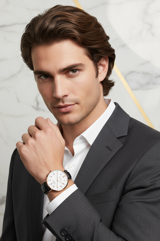 Man with long brown hair - confident pose