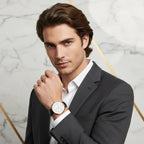 Man with long brown hair - confident pose