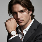 Masculine portrait with hand near face