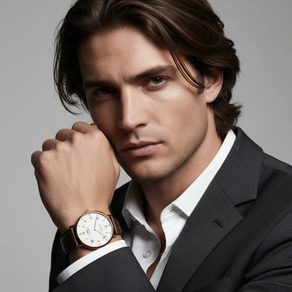 Masculine portrait with hand near face