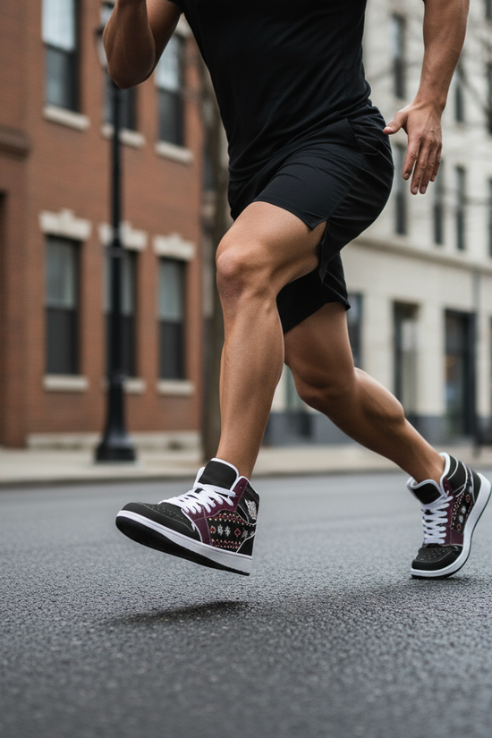 Mid-stride running action shot