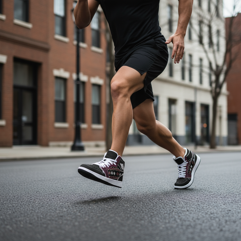 Mid-stride running action shot