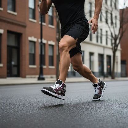 Mid-stride running action shot