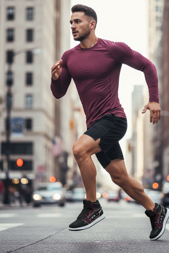 Mid-stride running action shot