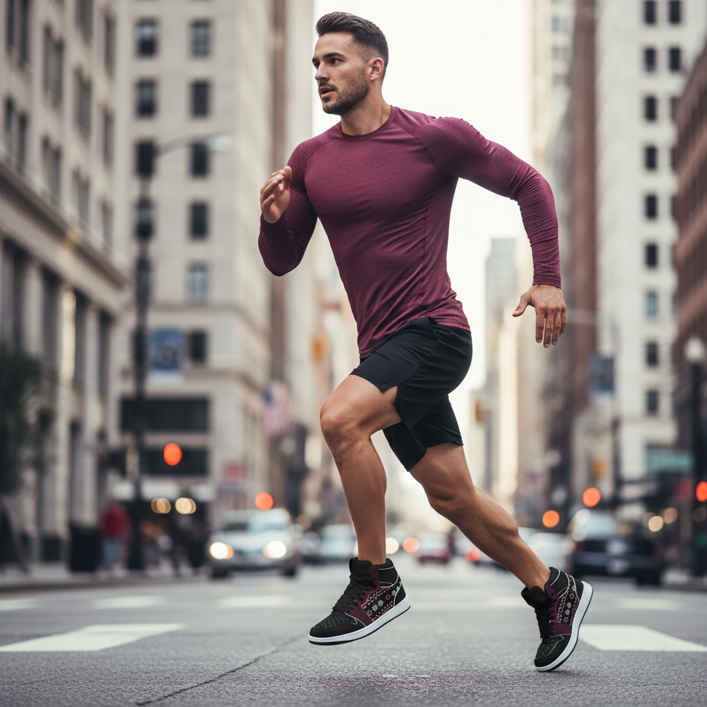 Mid-stride running action shot