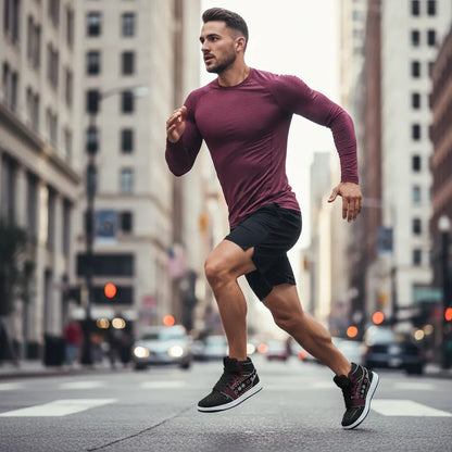 Mid-stride running action shot