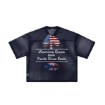 240GSM Men’s Boxy-Fit Mesh Layering V-Neck T-Shirt Royal Blue