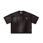 240GSM Men’s Boxy-Fit Mesh Layering V-Neck T-Shirt Coffee Brown