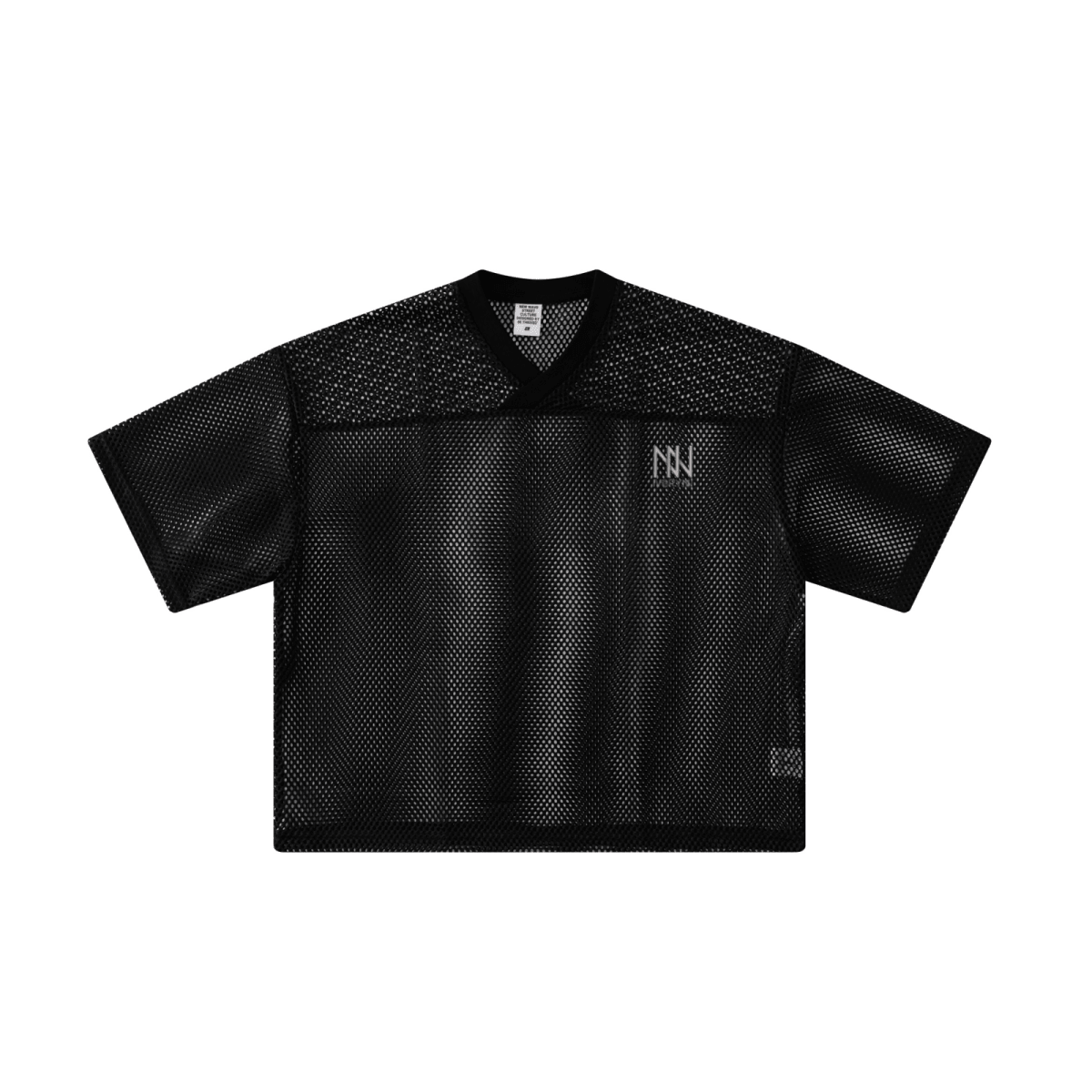 240GSM Men’s Boxy-Fit Mesh Layering V-Neck T-Shirt Black