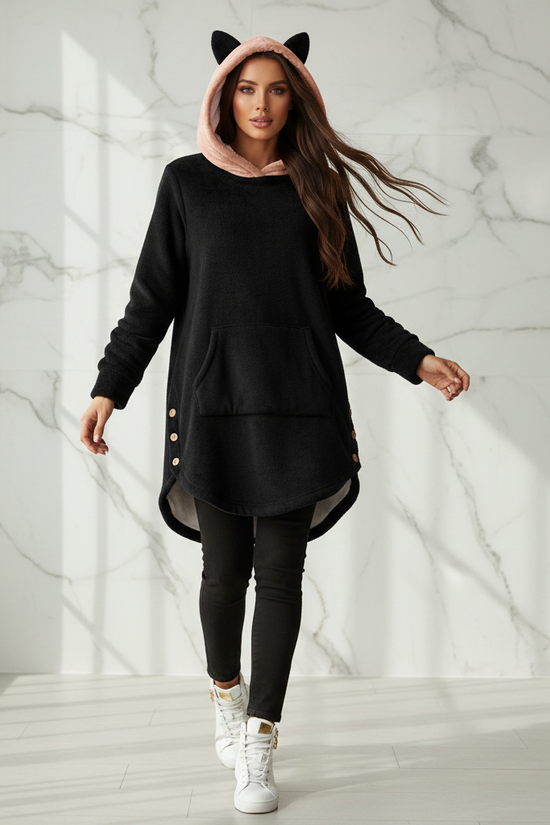 Model in motion with flowing hair