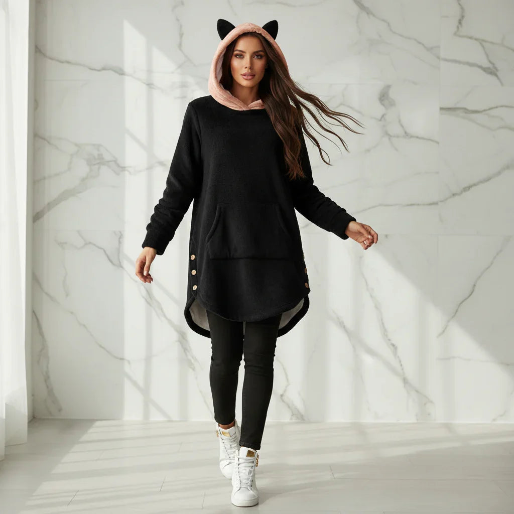 Model in motion with flowing hair