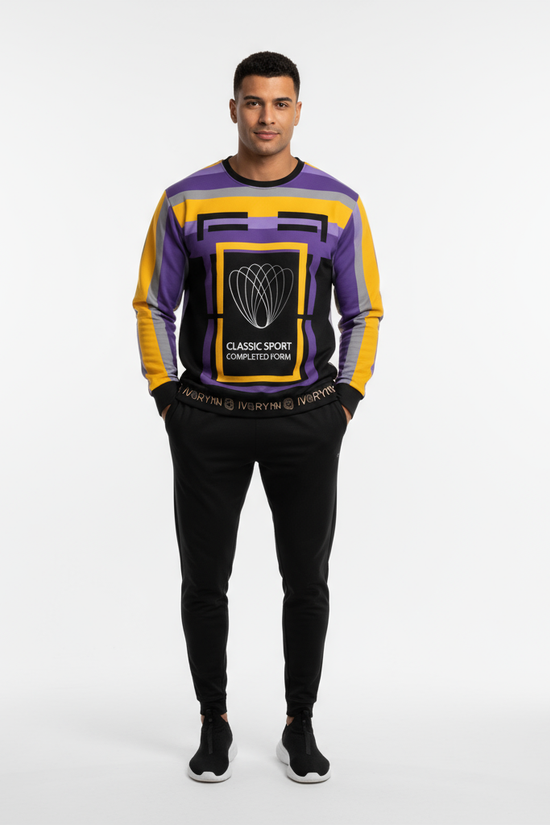 Model in sweatshirt - casual studio pose