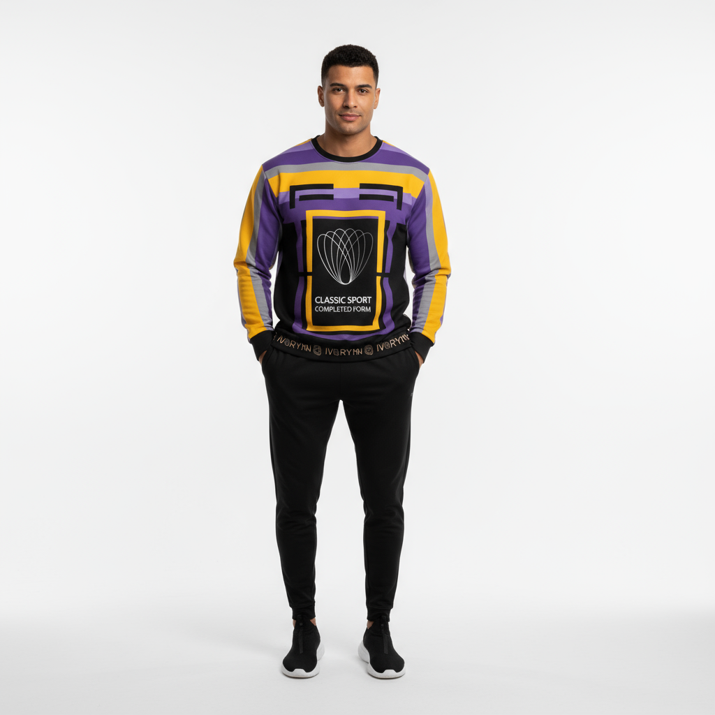 Model in sweatshirt - casual studio pose