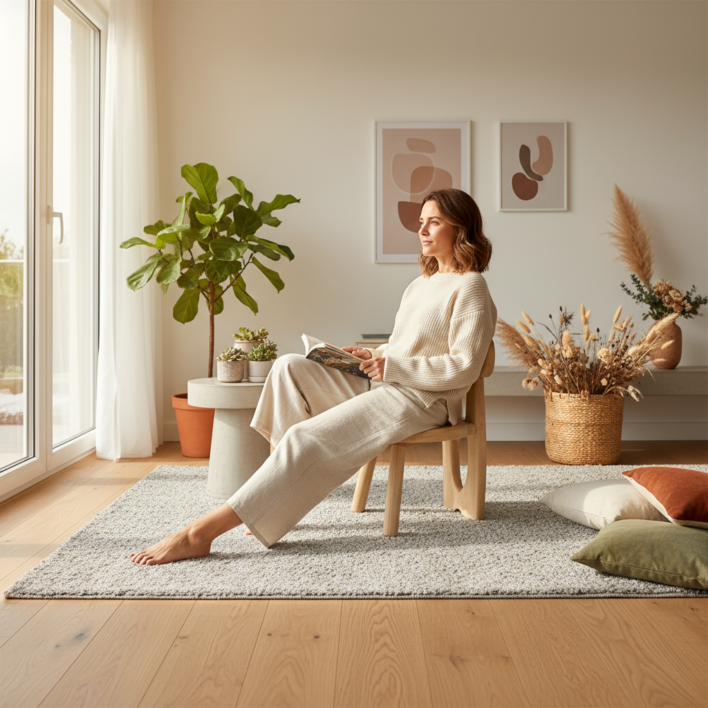 Modern living room with plants