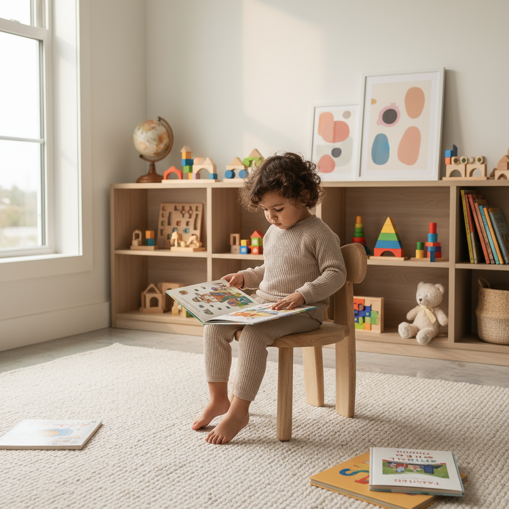 Modern playroom with books