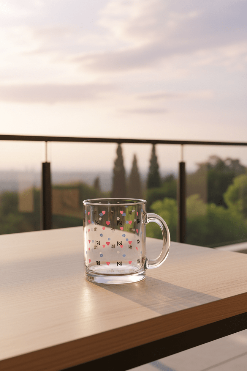 Mug on Wood Table Balcony - Side Portrait