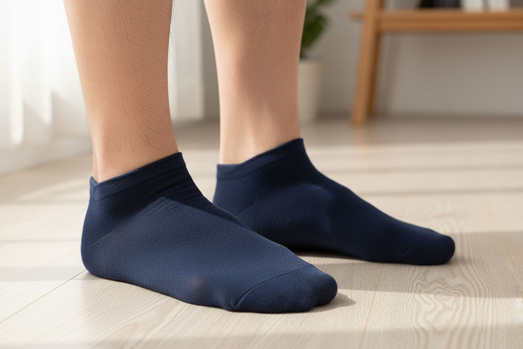 Navy Ankle Socks - Wooden Floor
