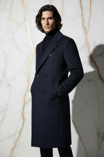 Navy Blue Coat - Hands in Pockets Relaxed