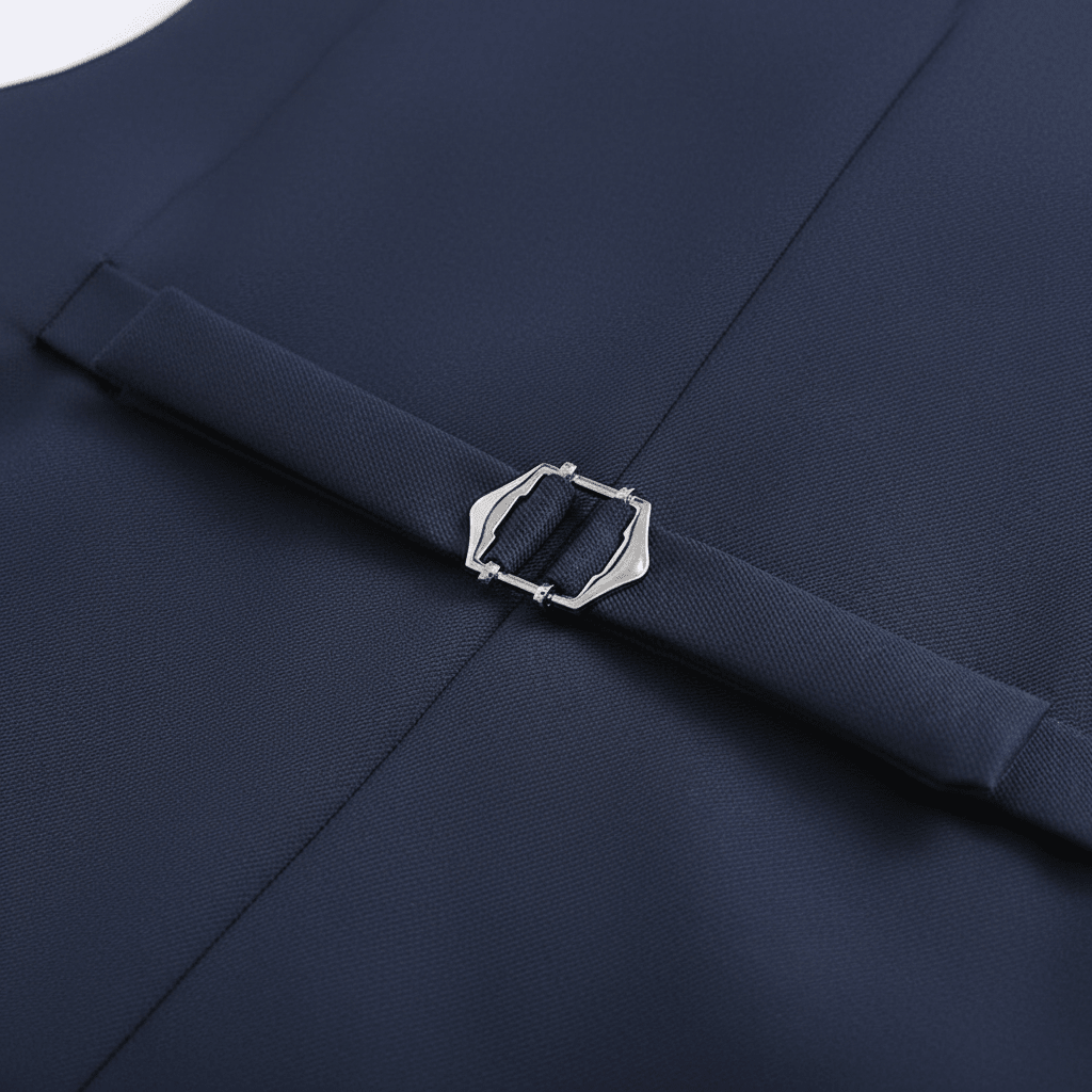 Navy Blue Vest Buckle Detail