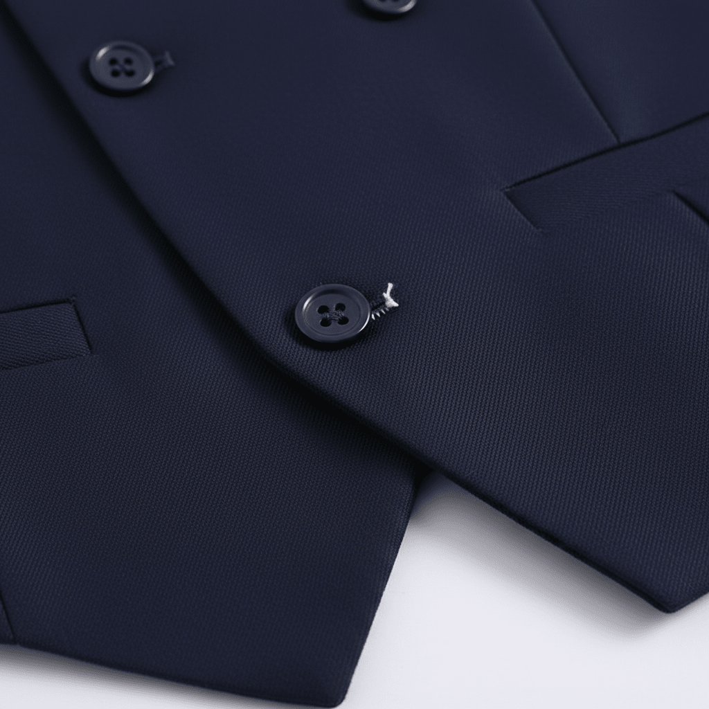 Navy Blue Vest Button Detail