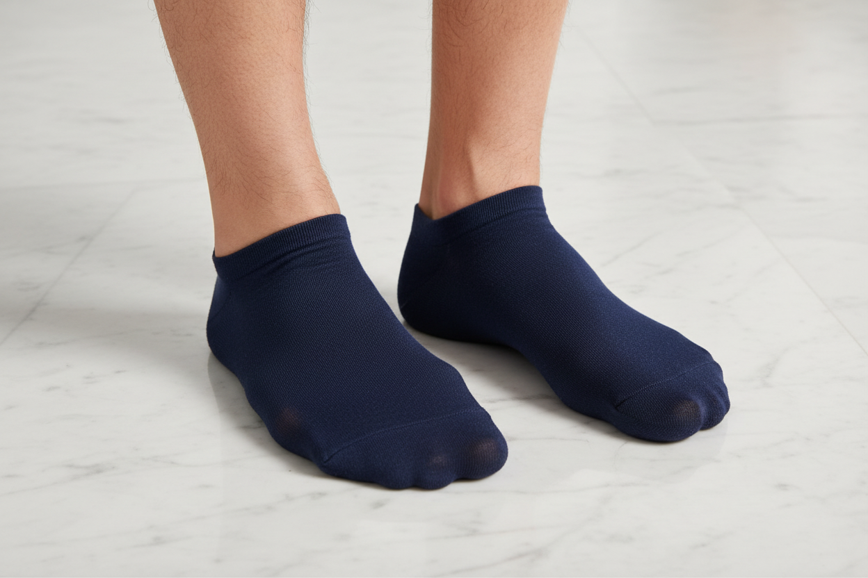 Navy Mesh Ankle Socks - Marble