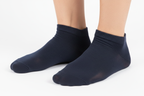 Navy Mesh Ankle Socks - White
