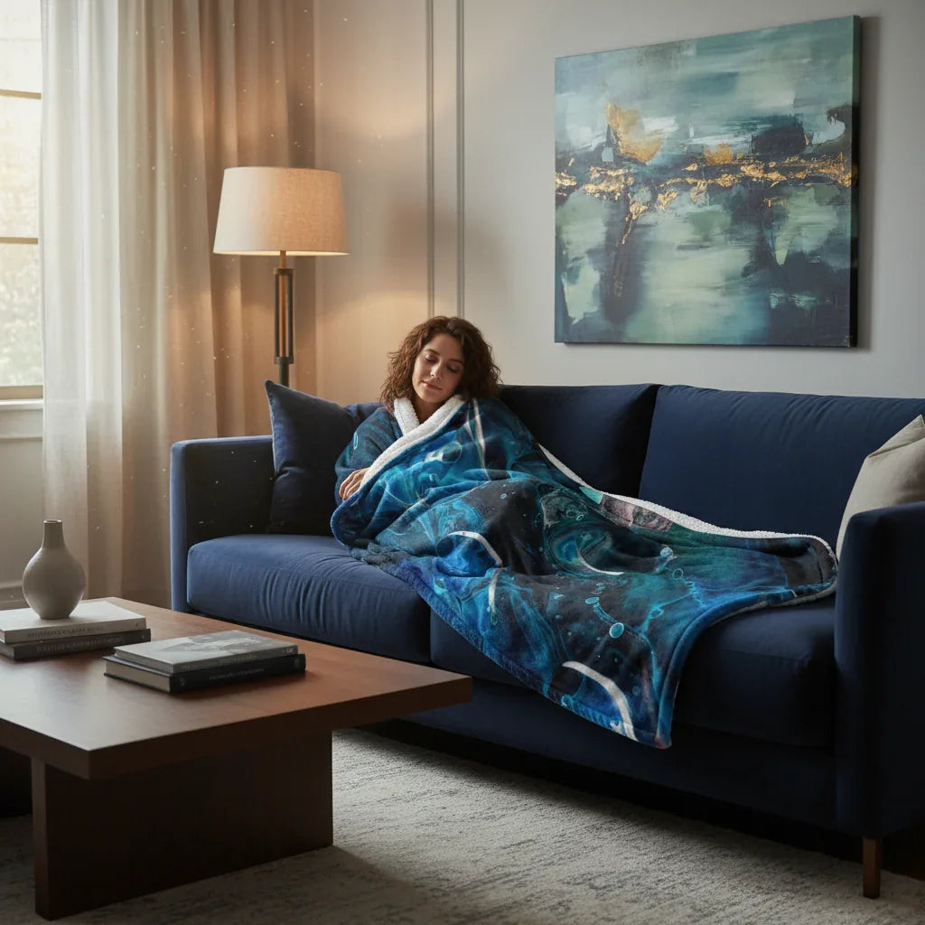 Navy Sofa Lounging